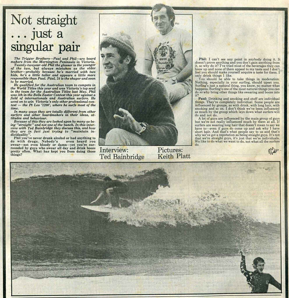 Breakaway Magazine Breakaway Magazine article with Paul and Phil Trigger. December 1974 Page 1