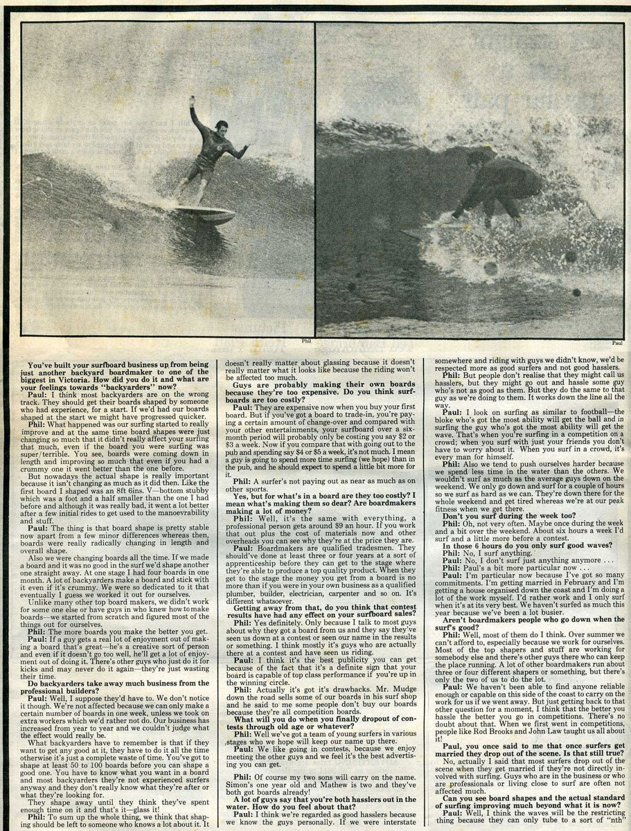Breakaway Magazine 1974 Breakaway Magazine article with Paul and Phil Trigger. December 1974 Page 2