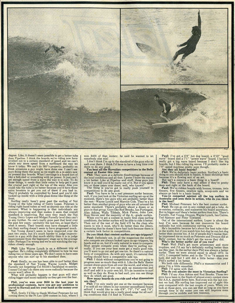 Breakaway Magazine 1974 Breakaway Magazine article with Paul and Phil Trigger. December 1974 Page 3