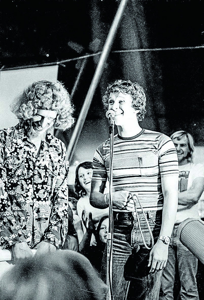 Midget Farrelly with Shirley Strachan The opening of Surfworld Expo in 1975, Melbourne Vic