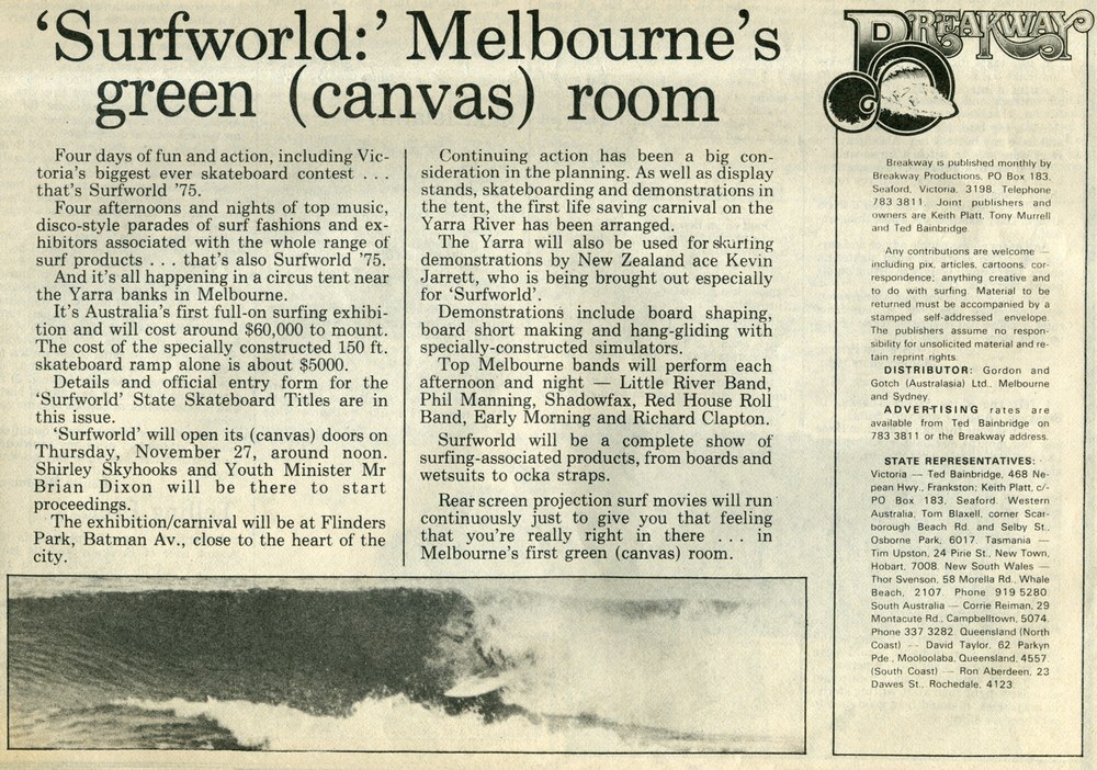 Surfworld 75 Surfword 75 article from Breakaway magazine